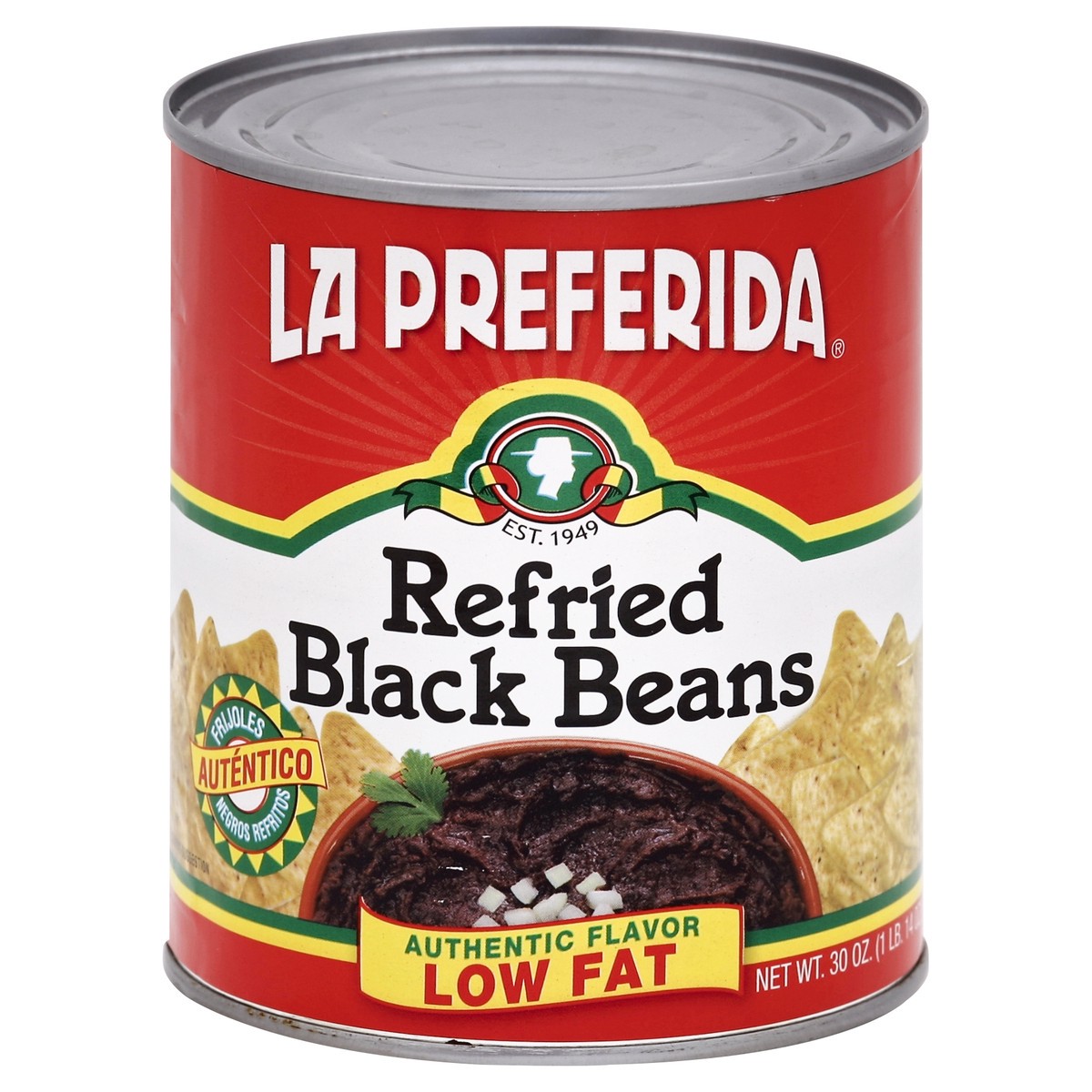 slide 2 of 3, La Preferida Refried Black Beans, 30 oz