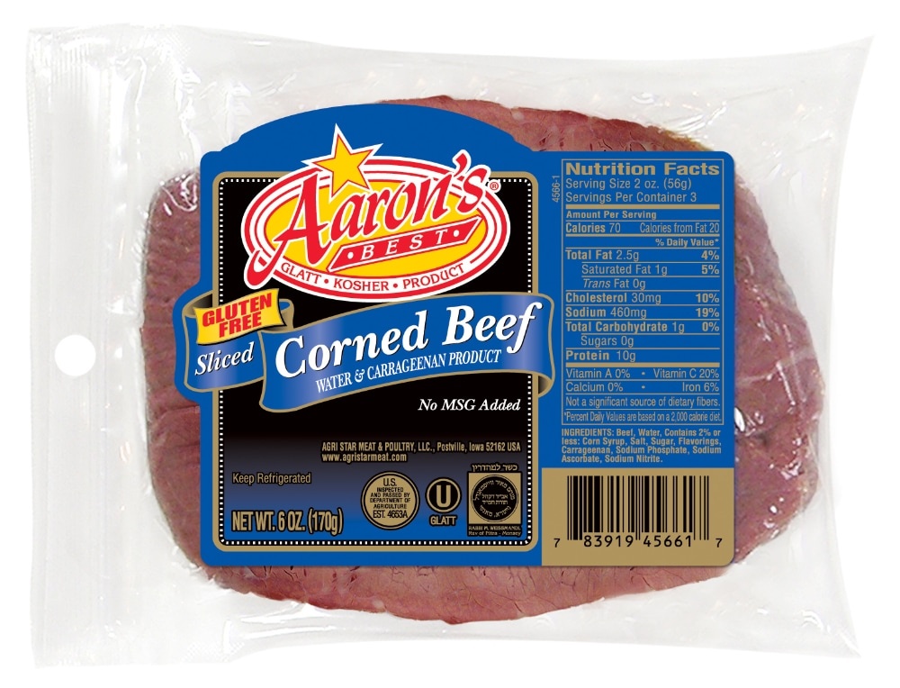 slide 1 of 1, Aaron's Best Sliced Corned Beef Brisket, 6 oz