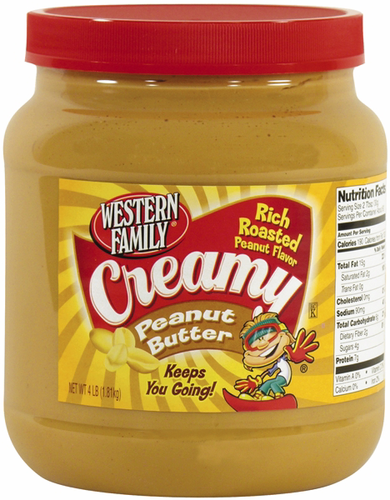 slide 1 of 1, Western Family Peanut Butter Creamy, 64 oz