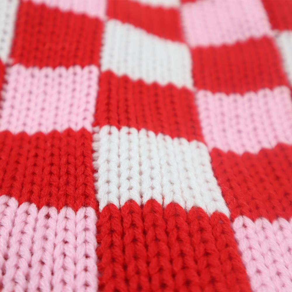 slide 2 of 3, 18.5" Pink & White Checker Knit Stocking By Ashland, 18.5 in