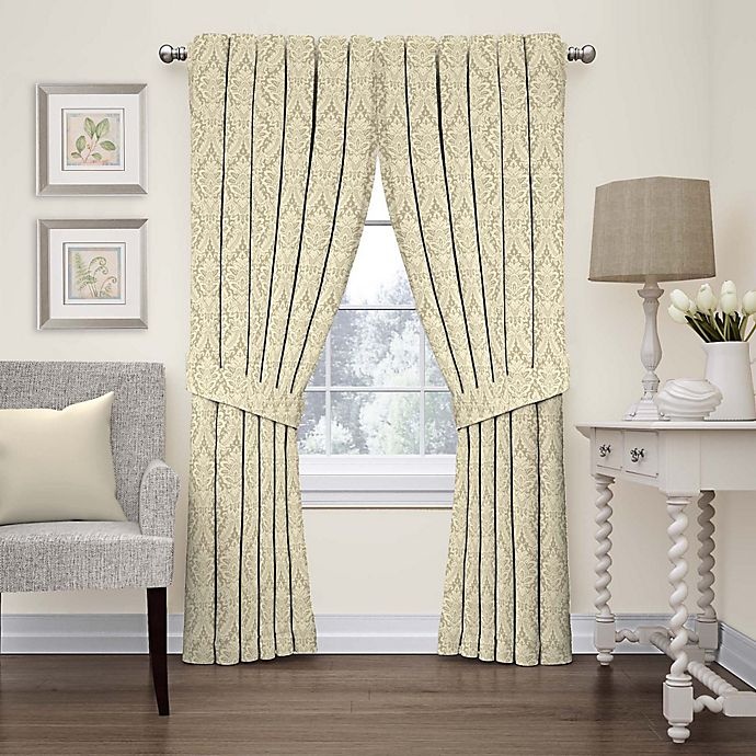 slide 1 of 1, Waverly Donnington Damask Rod Pocket Window Panel - Linen, 84 in