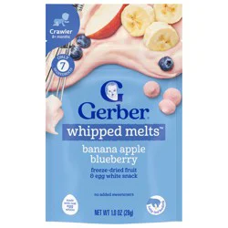 Gerber Stage 3 Baby Food Snacks, Banana Apple Blueberry Whipped Melts, Baby Led Feeding