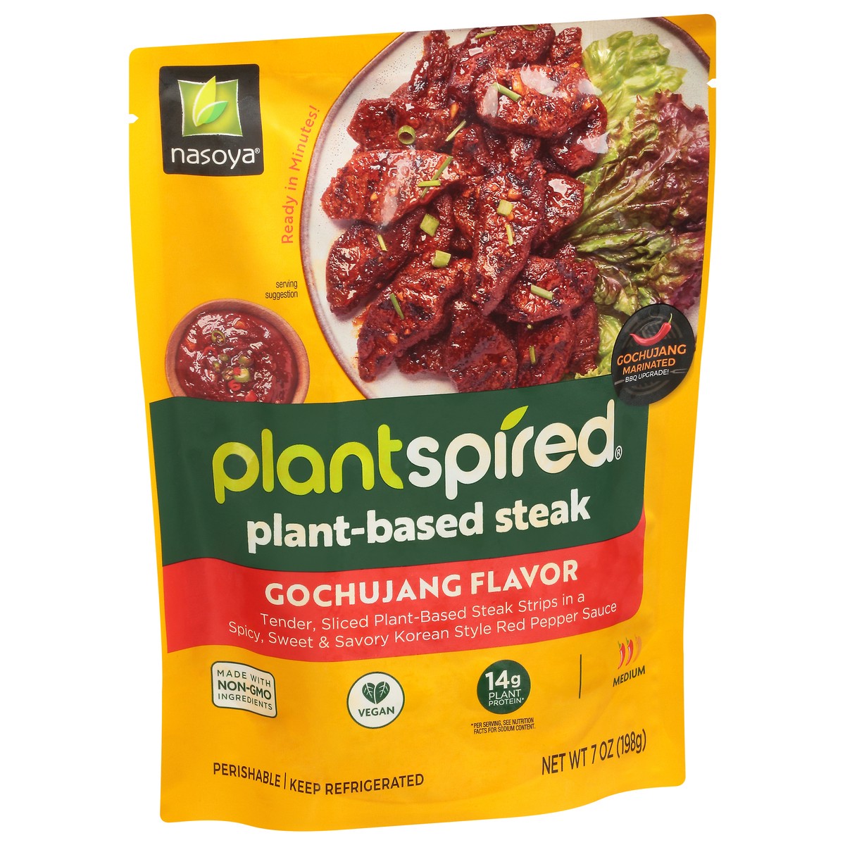 slide 5 of 9, Nasoya Plantspired Medium Gochujang Flavor Plant-Based Steak 7 oz, 7 oz
