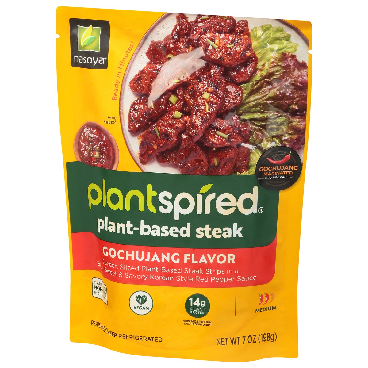 slide 2 of 9, Nasoya Plantspired Medium Gochujang Flavor Plant-Based Steak 7 oz, 7 oz