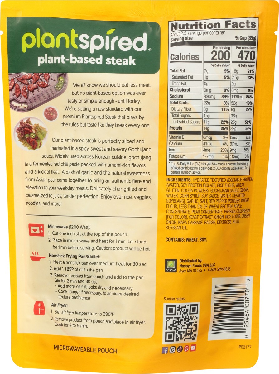 slide 8 of 9, Nasoya Plantspired Medium Gochujang Flavor Plant-Based Steak 7 oz, 7 oz