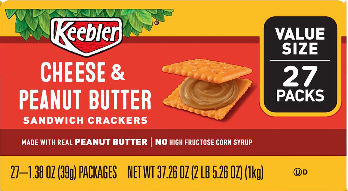 slide 5 of 9, Keebler Cheese and Peanut Butter Sandwich Crackers, 37.26 oz