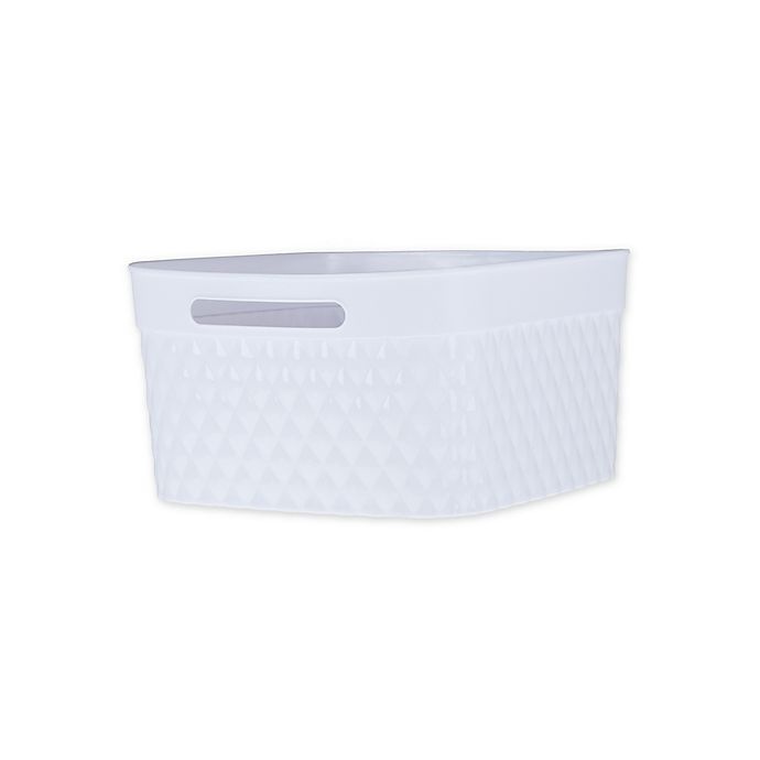 slide 1 of 1, Starplast Large Rectangular Quilted Flex Storage Basket - White, 1 ct