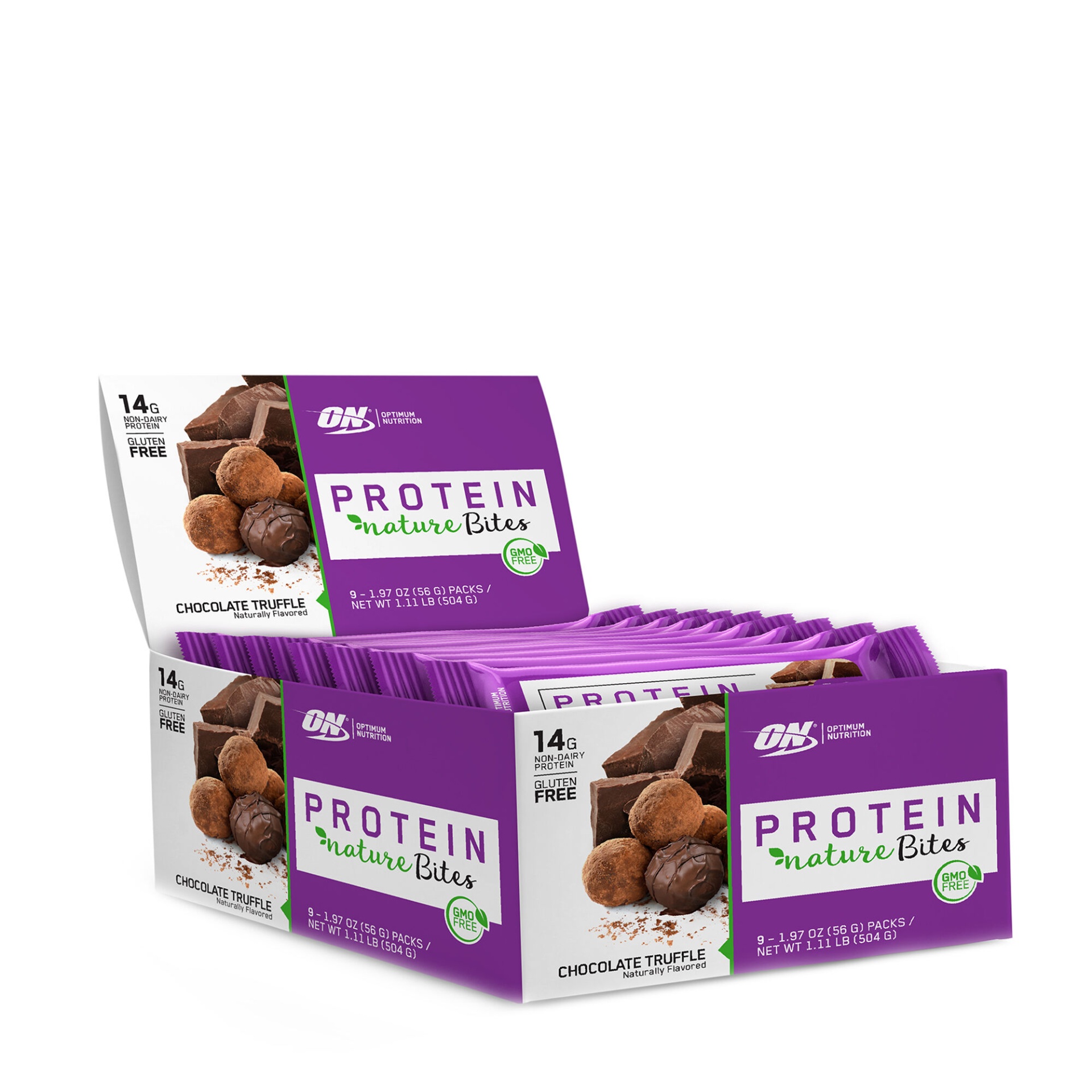 slide 1 of 1, Optimum Nutrition Protein Nature Bites - Chocolate Truffle, 9 ct