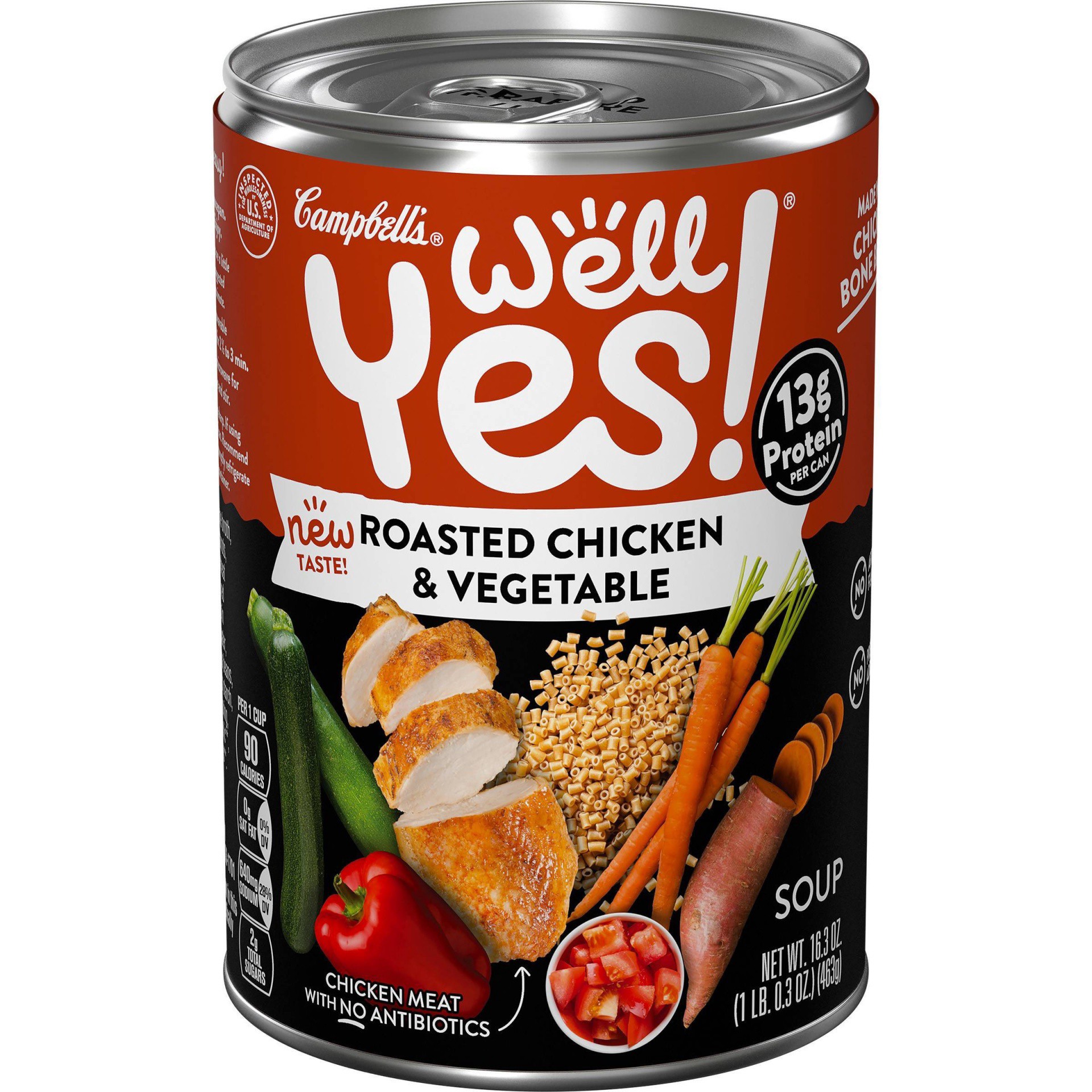 slide 1 of 6, Campbell's Well Yes! Roasted Chicken and Vegetable Soup, 16.3 Oz Can, 16.3 oz