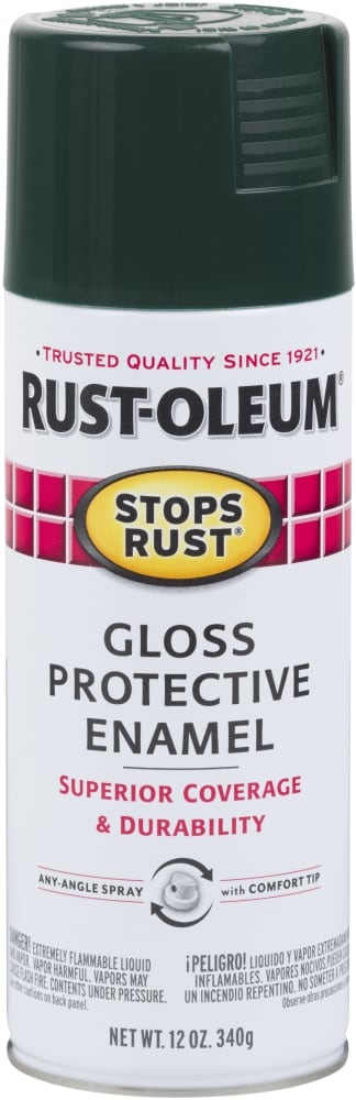 slide 1 of 1, Rust-Oleum Stops Rust Protective Enamel Gloss Spray Paint - Dark Hunter Green, 12 oz