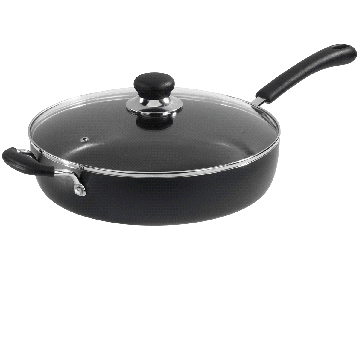 slide 1 of 1, T-fal Specialty Nonstick Jumbo Cooker Cookware with Glass Lid, Black, 5 qt