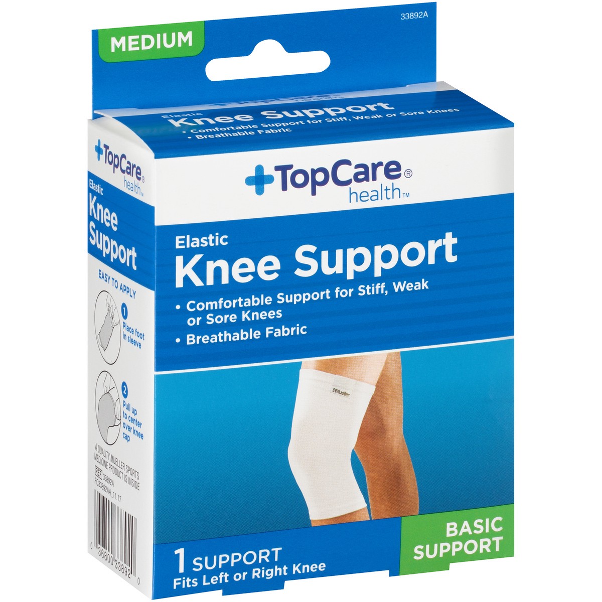 slide 2 of 8, TopCare Knee Support Elastic Medium, 1 ct