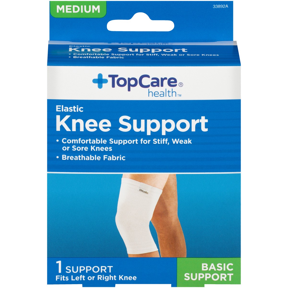 slide 1 of 8, TopCare Knee Support Elastic Medium, 1 ct