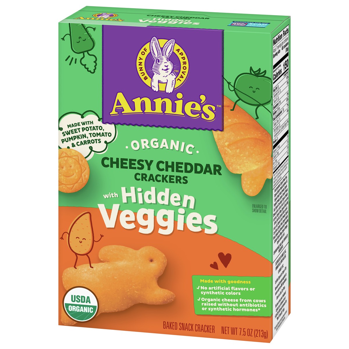 slide 7 of 9, Annie's Cheesy Cheddar Crackers With Organic Hidden Veggies, 7.5 oz, 7.5 oz