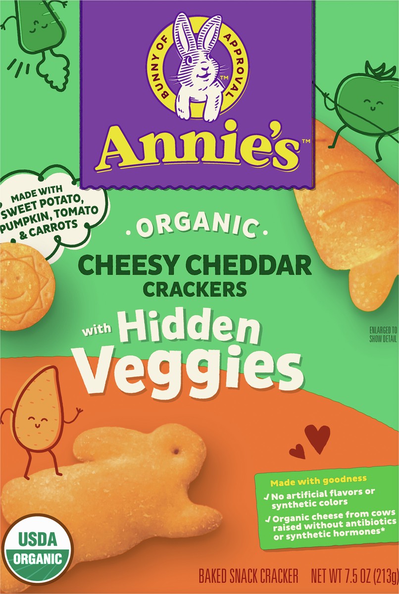 slide 2 of 9, Annie's Cheesy Cheddar Crackers With Organic Hidden Veggies, 7.5 oz, 7.5 oz