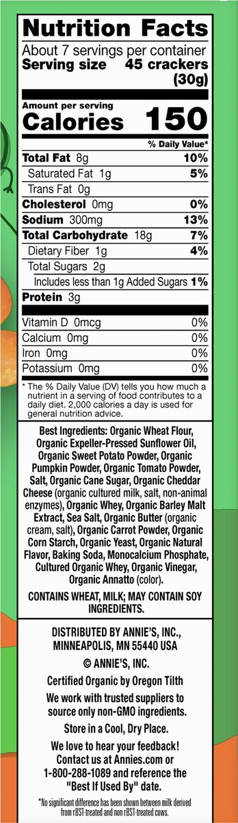 slide 6 of 9, Annie's Cheesy Cheddar Crackers With Organic Hidden Veggies, 7.5 oz, 7.5 oz