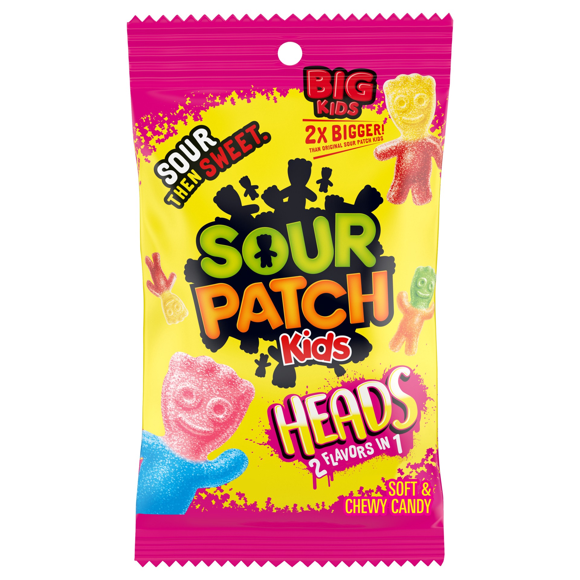 slide 1 of 9, SOUR PATCH KIDS Heads 2 Flavors in 1 Soft & Chewy Candy, 8 oz, 8 oz