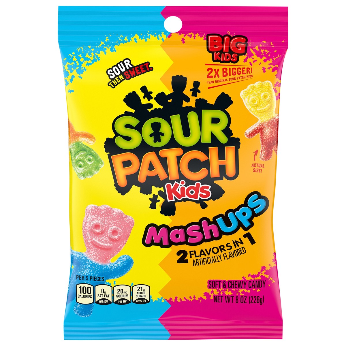 slide 1 of 9, SOUR PATCH KIDS MashUps 2 Flavors in 1 Soft & Chewy Candy, 8 oz, 8 oz
