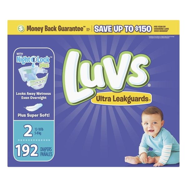 slide 1 of 4, Luvs Triple Leakguards Extra Absorbent Diapers Size 2, 192 ct