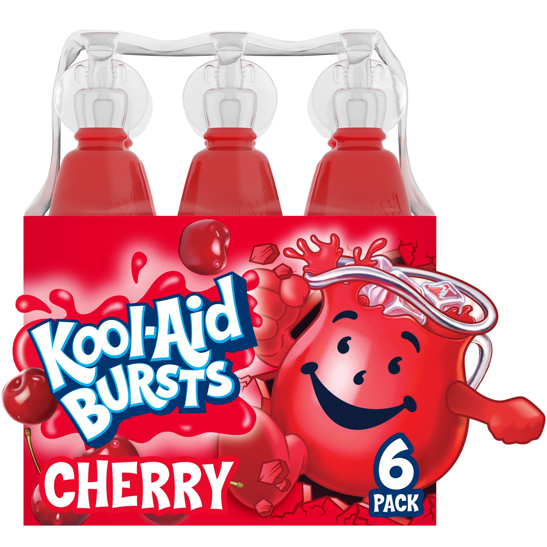 slide 1 of 5, Kool-Aid Bursts Cherry Artificially Flavored Soft Drink, 6 ct Pack, 6.75 fl oz Bottles, 6 ct