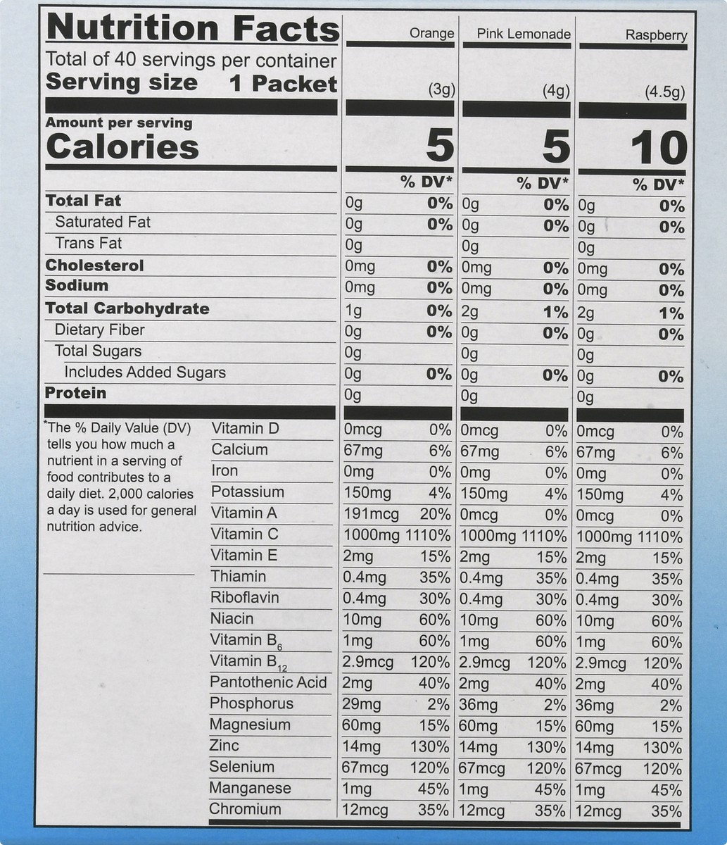 slide 10 of 10, Super C Combo Pack Orange/Raspberry/Pink Lemonade Drink Mix 40 ea, 40 ct