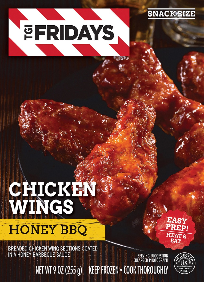 slide 6 of 9, T.G.I. Friday's Honey BBQ Bone-In Chicken Wings Frozen Snacks - 9oz, 