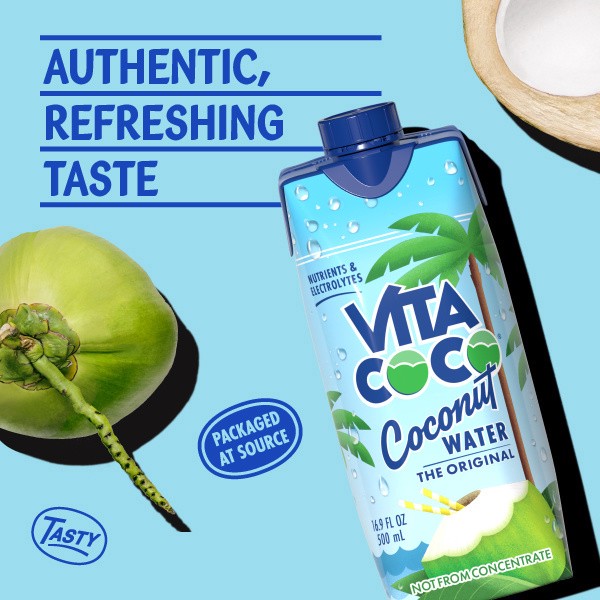 slide 3 of 5, Vita Coco Coconut Water, Original, 16.9oz Tetra (Pack of 4), 67.6 oz