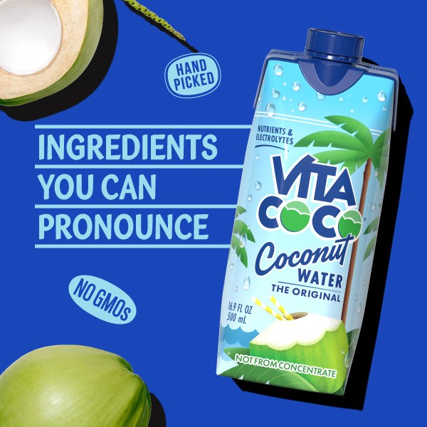 slide 5 of 5, Vita Coco Coconut Water, Original, 16.9oz Tetra (Pack of 4), 67.6 oz