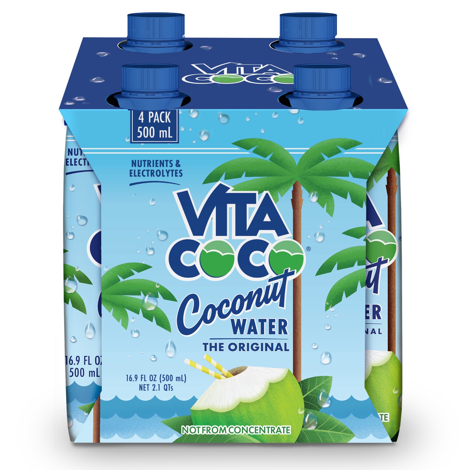 slide 1 of 5, Vita Coco Coconut Water, Original, 16.9oz Tetra (Pack of 4), 67.6 oz