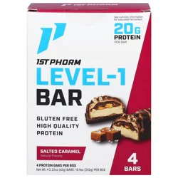 1st Phorm Level-1 Salted Caramel Protein Bars - 4 - 2.22 oz Bars