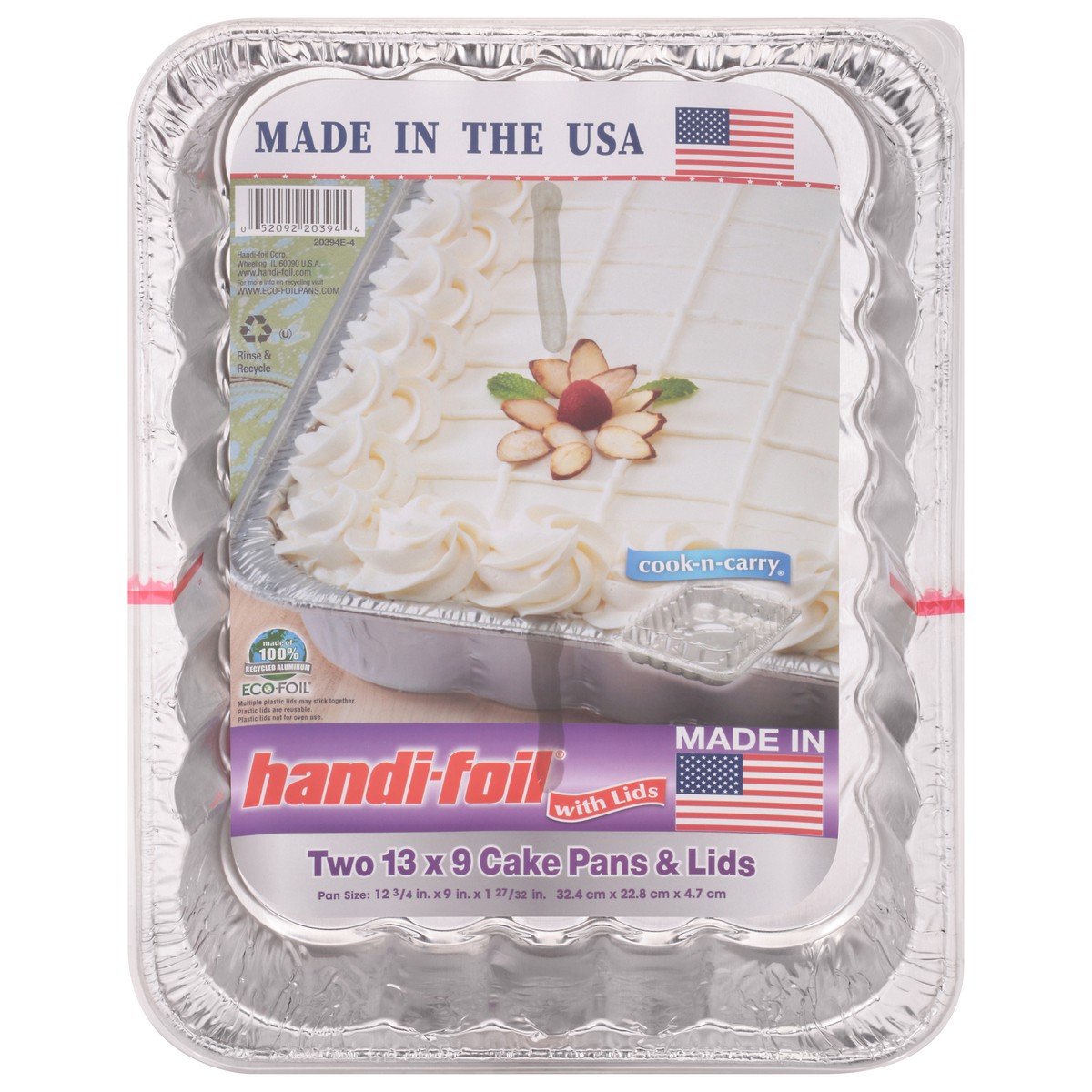 slide 1 of 9, Handi-foil 13 x 9 Cake Pans & Lids 2 ea, 2 ct