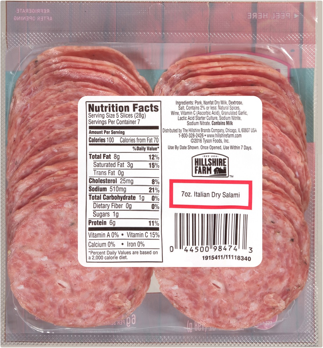 slide 2 of 9, Hillshire Farm Italian Dry Salami Sandwich Meat, 7 oz, 198.45 g