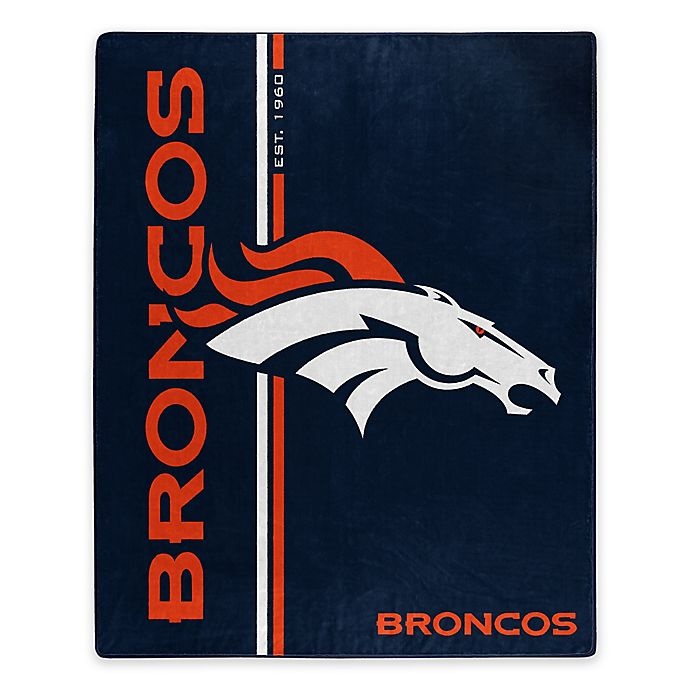 slide 1 of 1, NFL Denver Broncos Royal Plush Raschel Throw, 1 ct