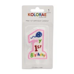Kolorae Pink 1st Birthday Candle