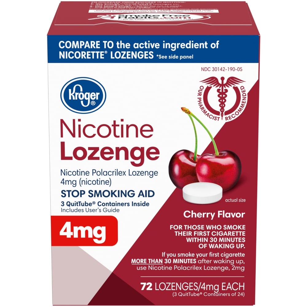 slide 1 of 1, Kroger 4 mg Cherry Nicotine Lozenge, 72 ct
