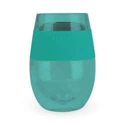 HOST Cooling Cup Set of 1 Plastic Double Wall Insulated Freezable Drink Chilling Tumbler with Freezing Gel, Wine Glasses for Red and White Wine, 8.5 oz, Translucent Green