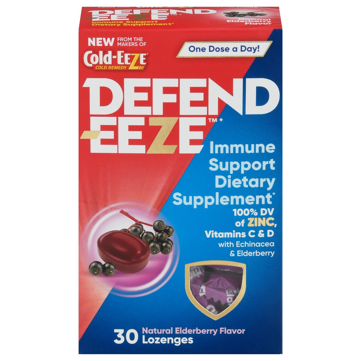 slide 1 of 13, Defend-Eeze Lozenges Natural Elderberry Flavor Immune Support 30 ea, 30 ct