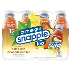 Snapple Zero Sugar Half 'n Half Tea, 16 fl oz recycled plastic bottle, 12 pack - 12 ct