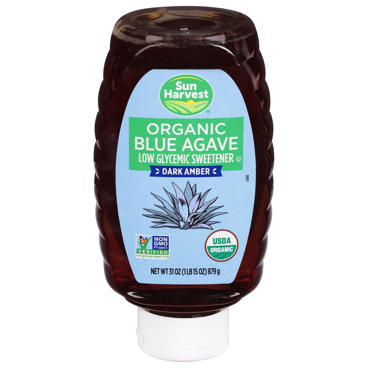 slide 1 of 9, Sun Harvest Organic 100% Pure Agave Syrup Dark Blue, 31 oz