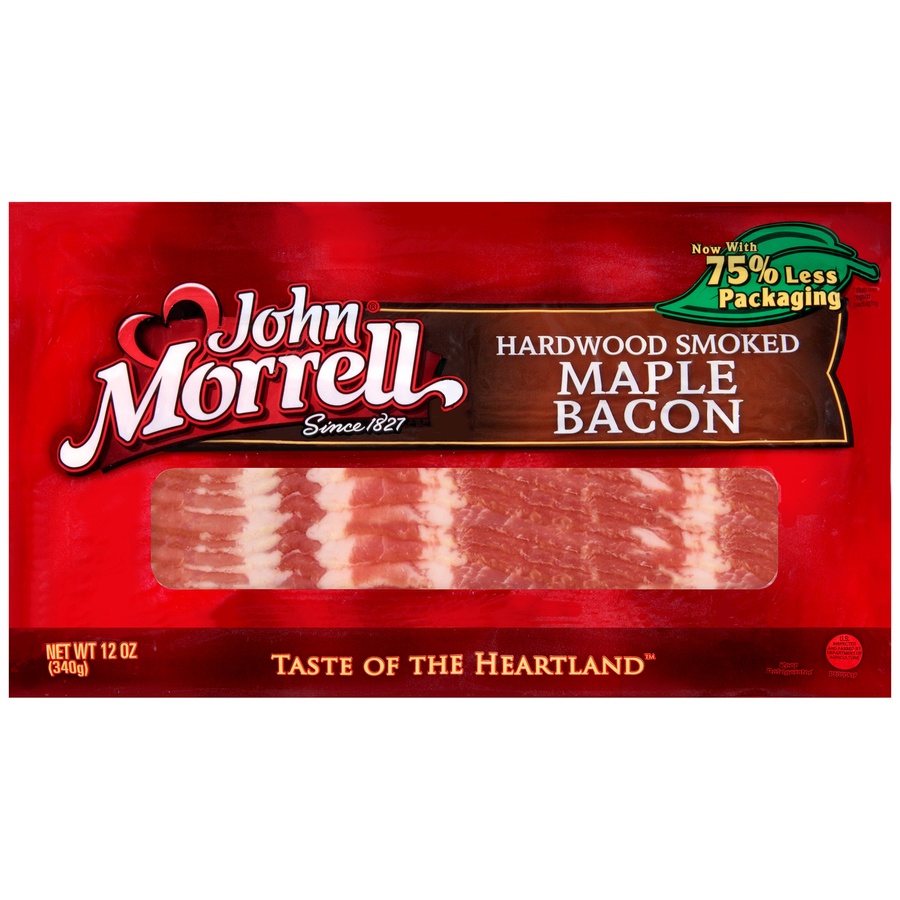 slide 1 of 7, John Morrell Hardwood Smoked Maple Bacon, 12 oz