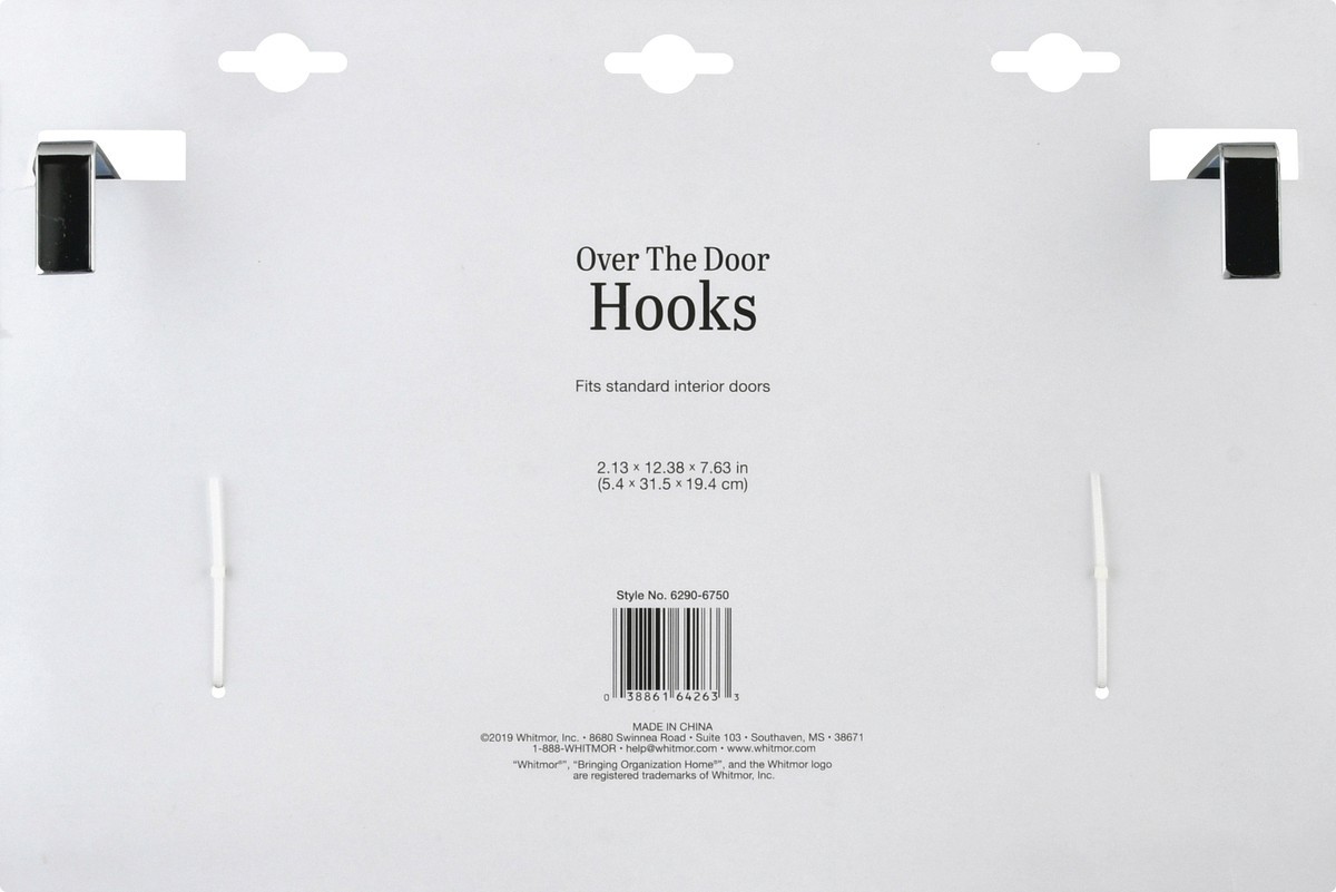 slide 9 of 9, Whitmor R&R Over the Door Hooks Chrome, 1 ct