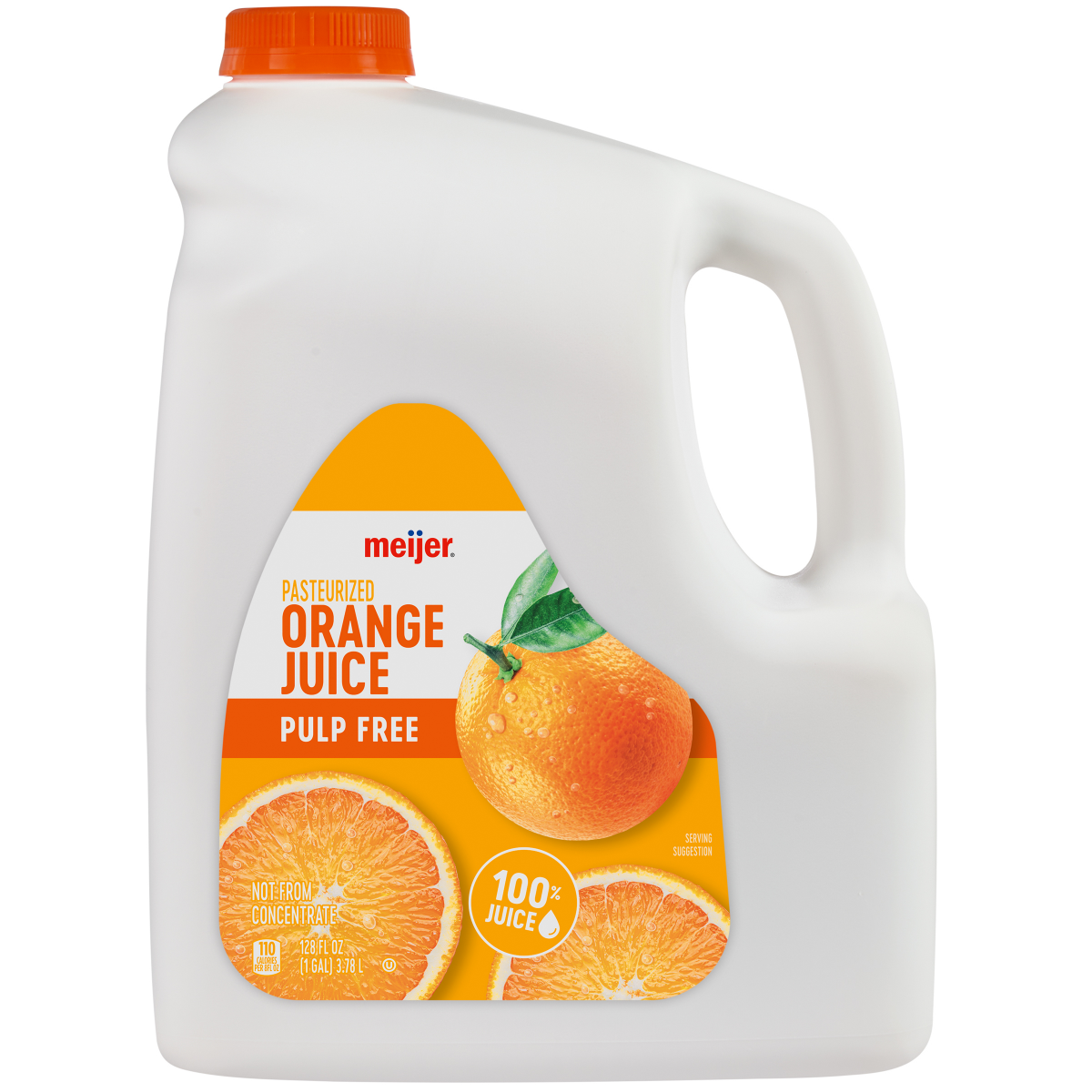 slide 1 of 5, Meijer 100% Pure No Pulp Orange Juice, Gallon, 128 OZ    