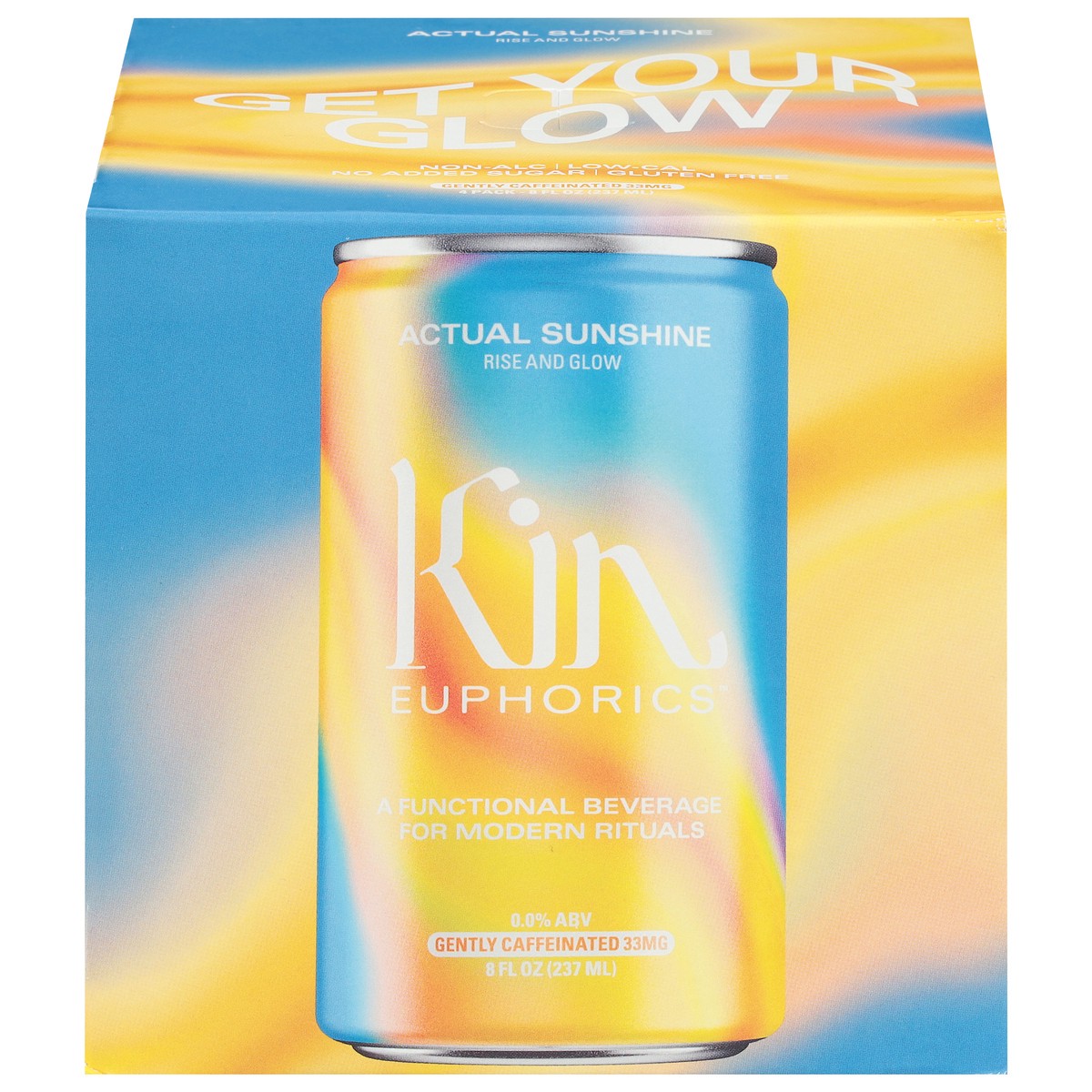 slide 1 of 13, Kin Euphorics Rise and Glow Actual Sunshine Functional Beverages - 4 x 8 fl oz Cans, 4 ct