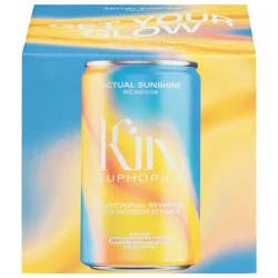 Kin Euphorics Rise and Glow Actual Sunshine Functional Beverages - 4 x 8 fl oz Cans