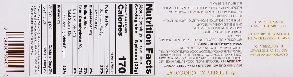 slide 12 of 13, Kambly Butterfly Au Chocolat 3.52 oz, 