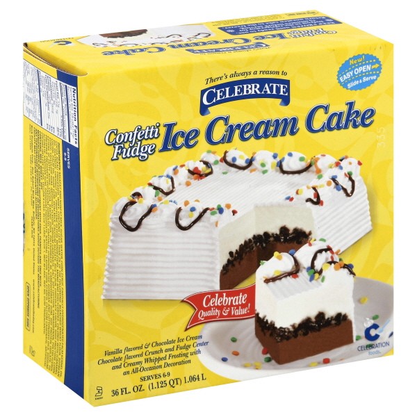 slide 1 of 4, Carvel Celebration Confetti Fudge Icrm Cake, 36 fl oz