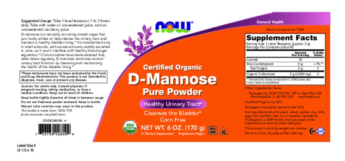 slide 3 of 9, NOW Supplements, D-Mannose Powder, Non-GMO Project Verified, Healthy Urinary Tract*, 6-Ounce, 6 oz