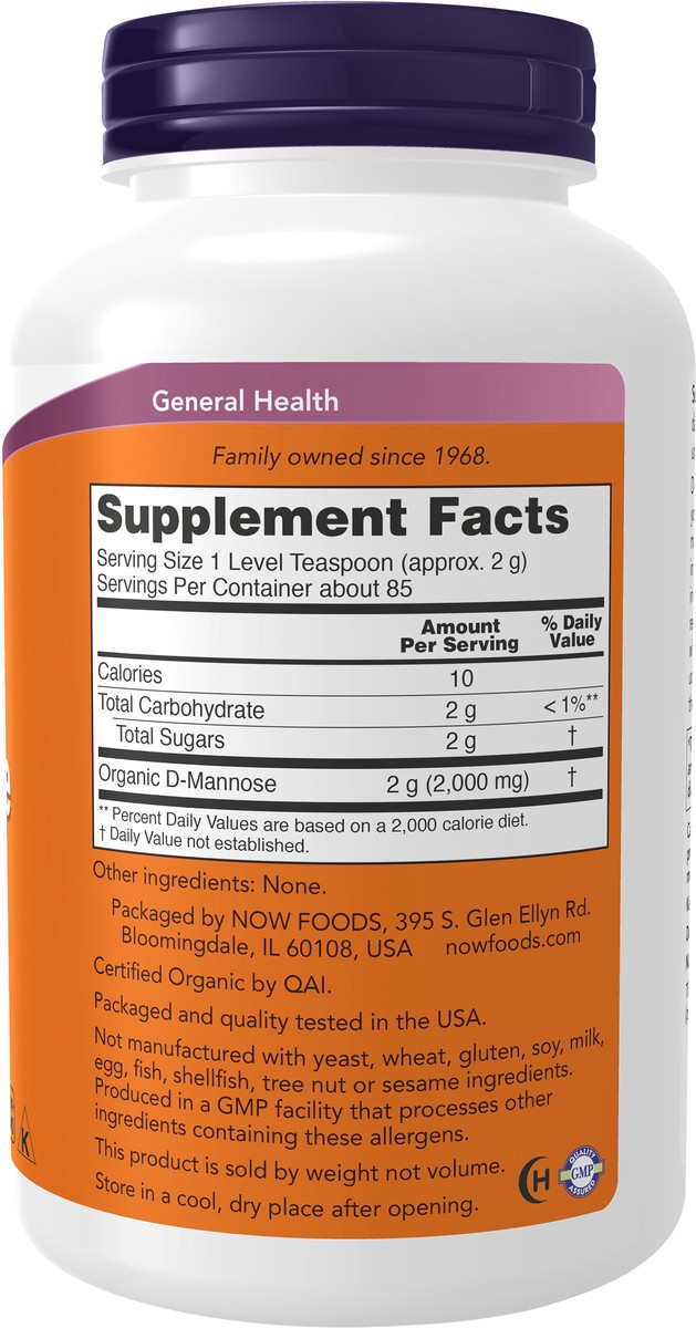 slide 4 of 9, NOW Supplements, D-Mannose Powder, Non-GMO Project Verified, Healthy Urinary Tract*, 6-Ounce, 6 oz