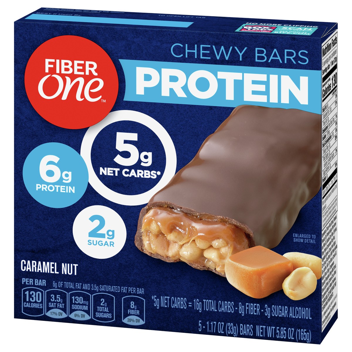 slide 4 of 9, Fiber One Protein Chewy Bars Caramel Nut 5 Pack 5.85 Oz, 5 ct