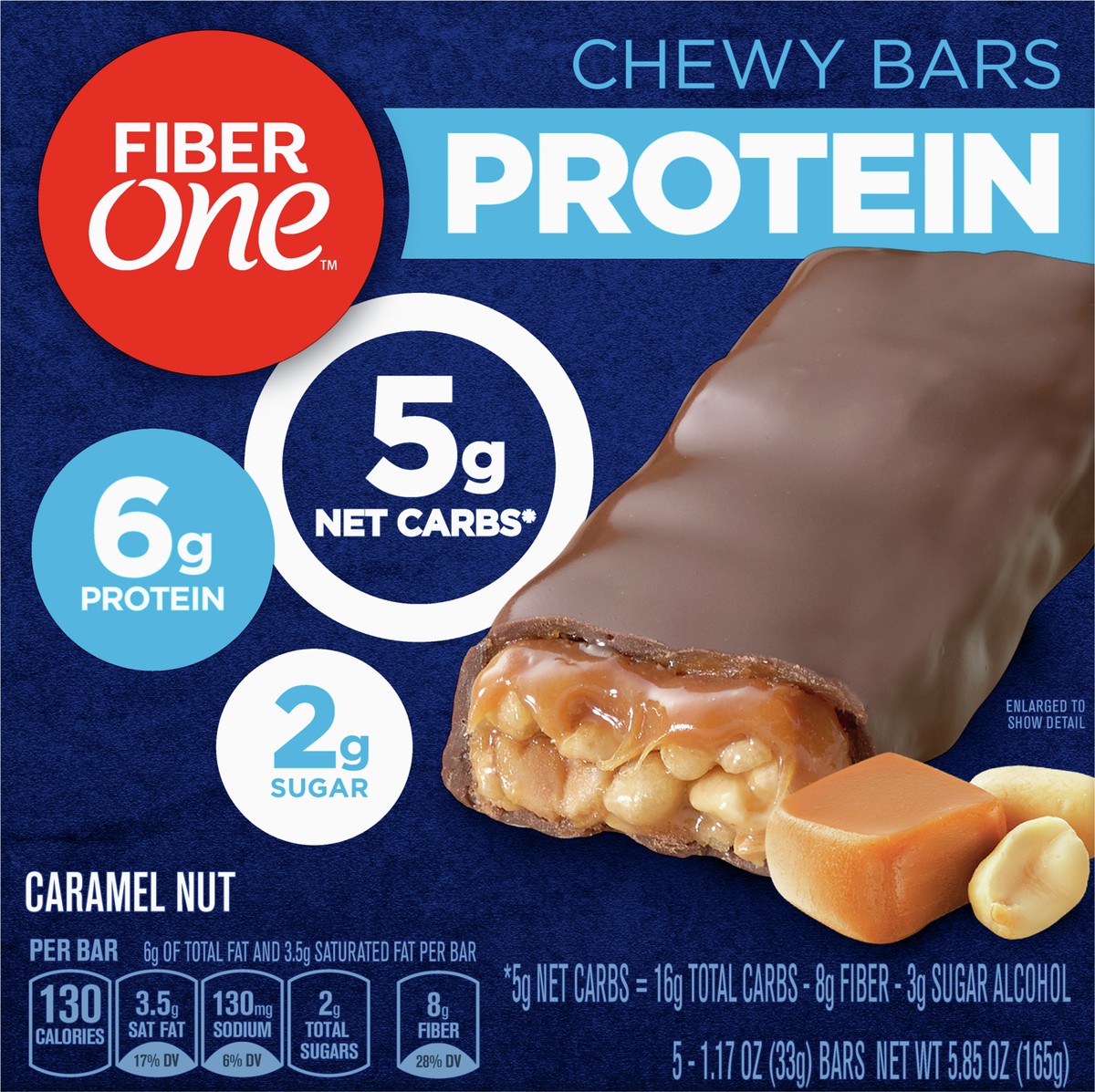 slide 2 of 9, Fiber One Protein Chewy Bars Caramel Nut 5 Pack 5.85 Oz, 5 ct